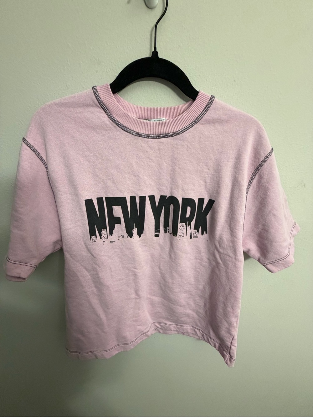 Zara Light Pink "NEW YORK" Graphic Sweatshirt